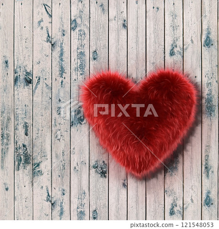 Seamless old wooden texture with cracked paint and red heart 121548053