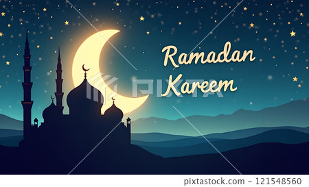 Ramadan Kareem Card with Mosque Ramadan Kareem Card with Mosque 121548560