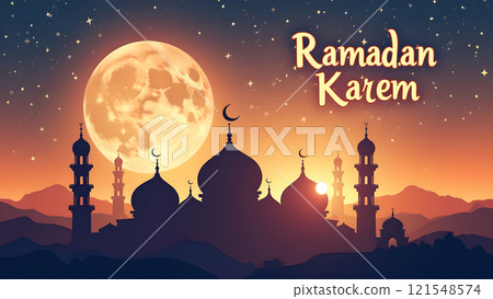 Ramadan Kareem Card with Mosque 121548574