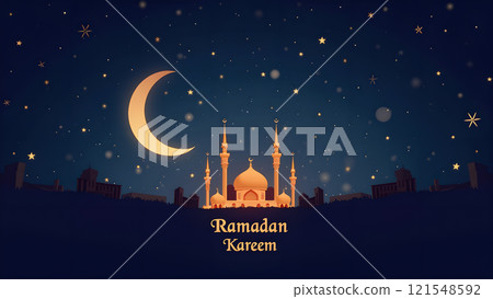 Ramadan Kareem Card with Mosque 121548592