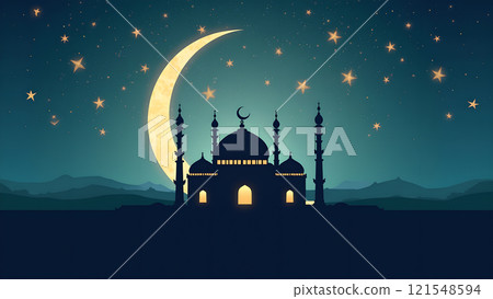 Ramadan Kareem Card with Mosque 121548594