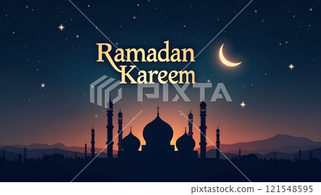 Ramadan Kareem Card with Mosque 121548595