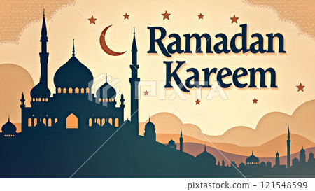 Ramadan Kareem Card with Mosque 121548599