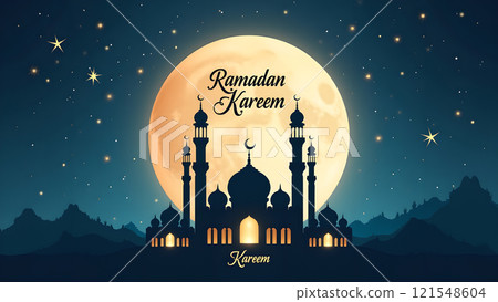 Ramadan Kareem Card with Mosque 121548604