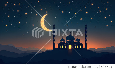 Ramadan Kareem Card with Mosque 121548605