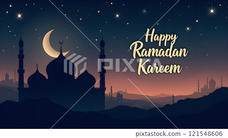Ramadan Kareem Card with Mosque 121548606