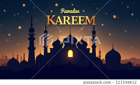 Ramadan Kareem Card with Mosque 121548612