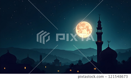 Ramadan Kareem with Mosque  121548673