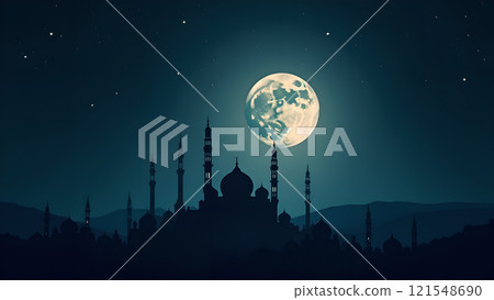 Ramadan Kareem with Mosque  121548690