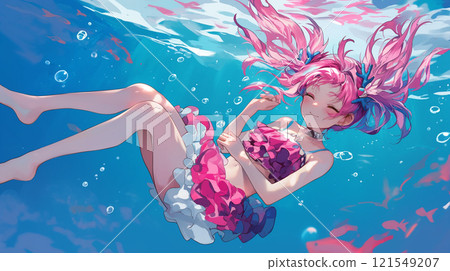 Fantastic underwater illustration 121549207