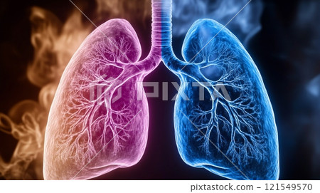 Visualization of human lungs with smoking effects Visualization of human lungs with smoking effects 121549570
