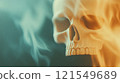 Skull Emerging from Smoky Flames  121549689