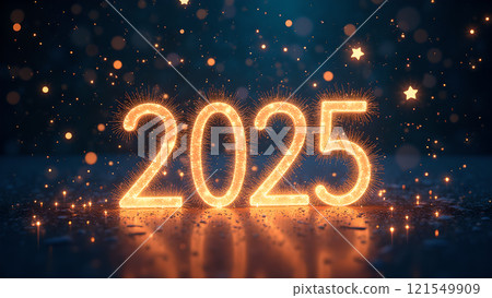 happy new year text on dark background 121549909