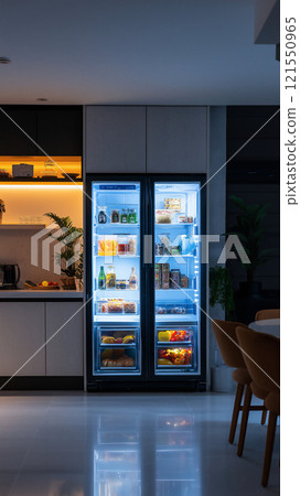 Smart fridge has a transparent display and interactive features powered by generative AI 121550965