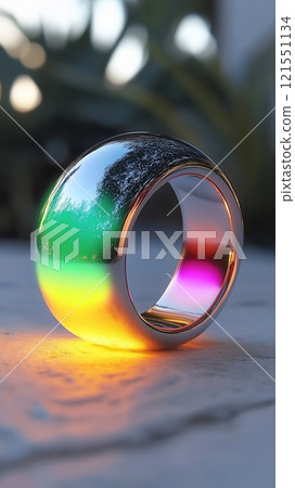 Smart ring displaying colorful notifications in a stylish design. Generative AI Smart ring displaying colorful notifications in a stylish design. Generative AI 121551134