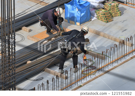 Construction site Rebar work for slinging work 121551982