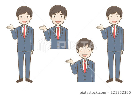 西裝男舉起右手引導 121552390