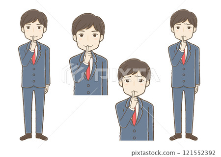 A man in a suit making a "please be quiet" pose (2 expressions) A man in a suit making a "please be quiet" pose (2 expressions) 121552392