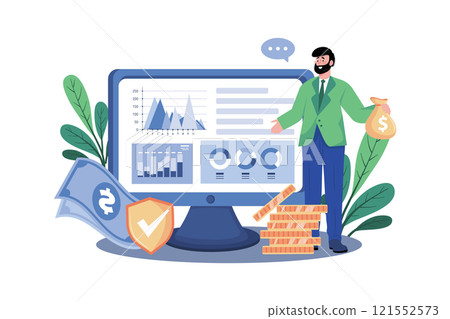 Financial Analyst Performs Cost-Benefit Analysis Financial Analyst Performs Cost-Benefit Analysis 121552573