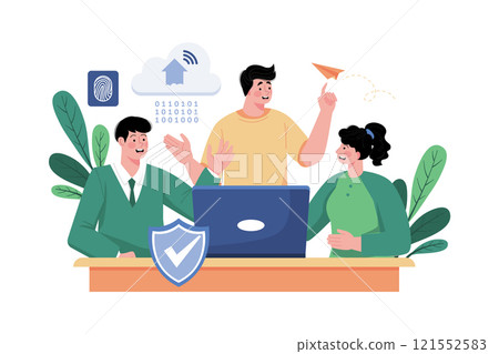 Project Team Working On New Software Release 121552583