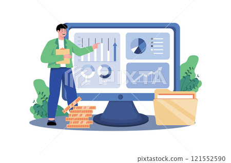 Business Analyst Prepares Report On Industry Trends 121552590