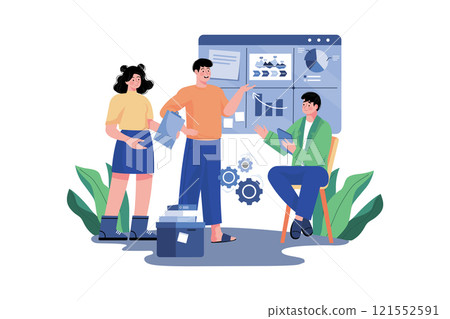 Marketing Team Launches New Advertising Campaign 121552591