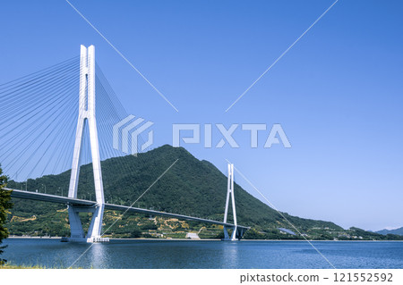 Tatara Bridge over the Shimanami Kaido and the blue sky 121552592