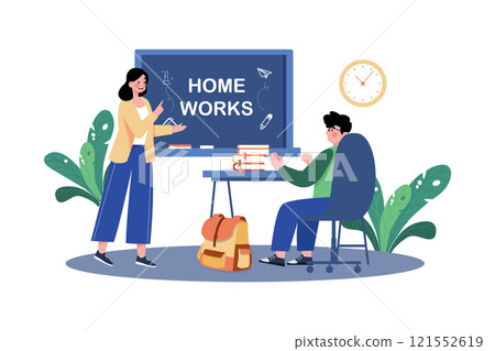 A Teacher Assigns Homework To Students 121552619