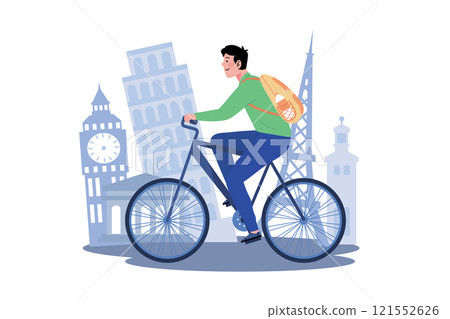 A man renting a bike to explore the city 121552626