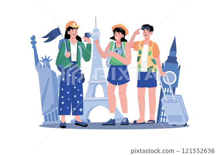 People are joining a sightseeing tour 121552636