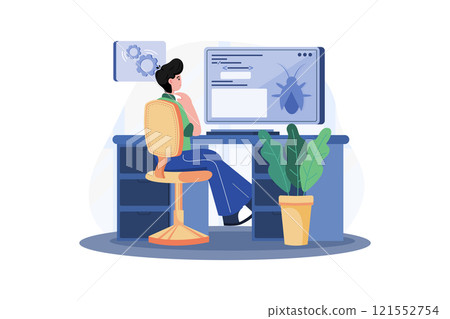 Software Testing Illustration concept. A flat illustration isolated on white background 121552754