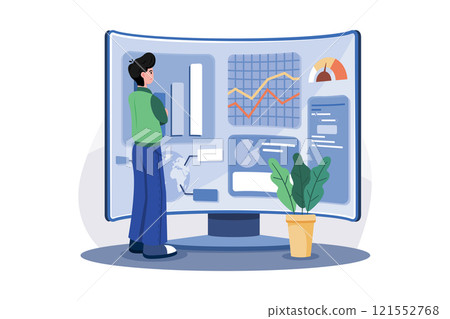 Data Monitoring Illustration concept on white background 121552768