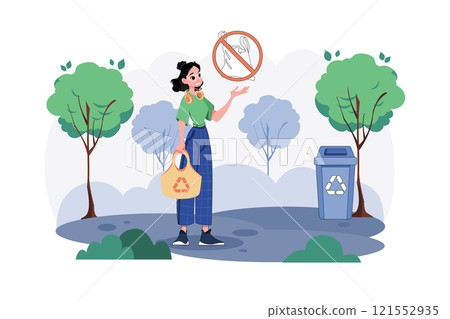 No Plastic Bag Illustration concept on white background 121552935