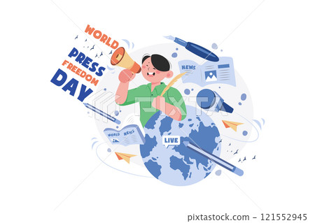 World Freedom Press Day Illustration concept on white background 121552945