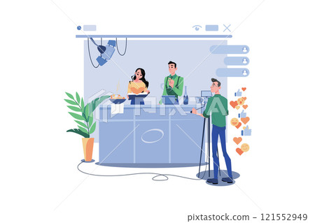 A Couple Doing A Live Podcast Show 121552949