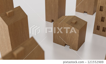 The wood house for property or real estate concept 3d rendering. The wood house for property or real estate concept 3d rendering. 121552989