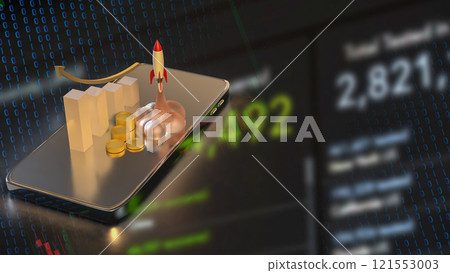 The Rocket and coins for Business or start up concept 3d rendering. 121553003