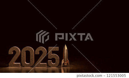The 2025 Number and rocket for Business concept 3d rendering. 121553005