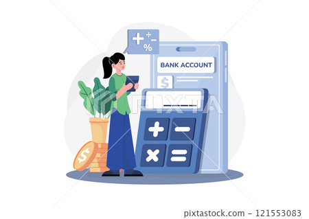 Woman Calculating Left Balance In Account 121553083