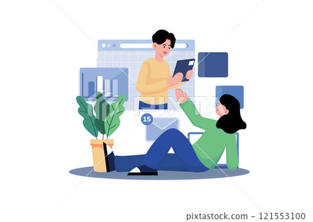 Marketing Team Working On Data Analysis 121553100