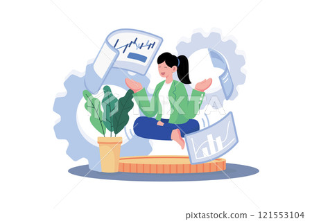 Businesswoman Thinking About Data 121553104