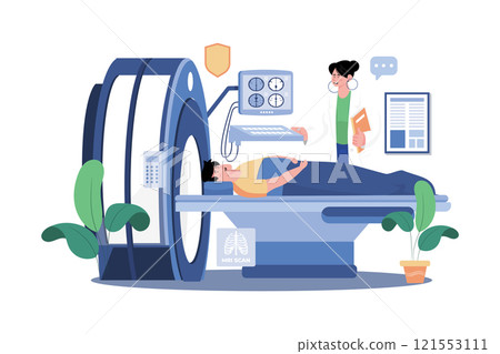 Doctor Showing An MRI Scan To A Male Patient 121553111