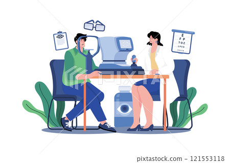 Eye Optical Checking Machine Illustration concept on white background 121553118