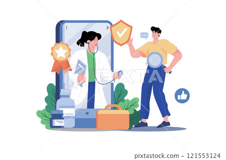 Man Finding The Best Doctor In The Medical App Man Finding The Best Doctor In The Medical App 121553124