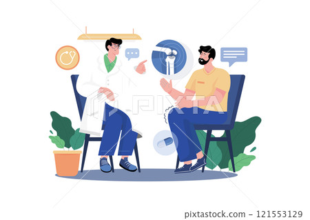 Doctor Gives A Consultation To A Male Patient 121553129