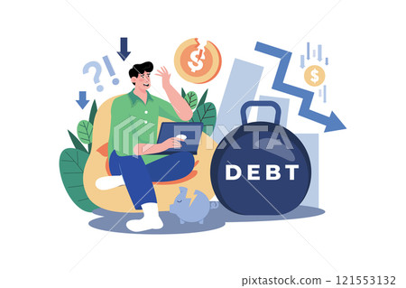Businessman With Huge Debt Illustration concept on white background 121553132