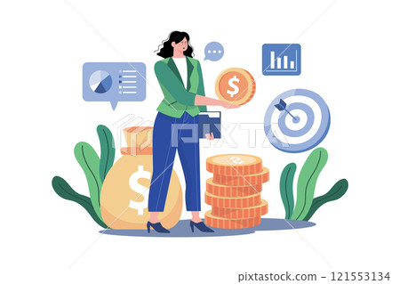 Businesswoman Getting Profit In Business Businesswoman Getting Profit In Business 121553134