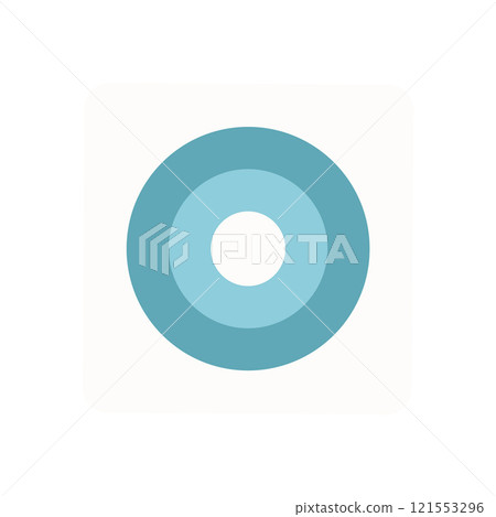 Circle icon with a flat and simple design. This round shape features modern color abstraction and pattern illustration. Represents a geometric form in digital context, suitable for technology 121553296
