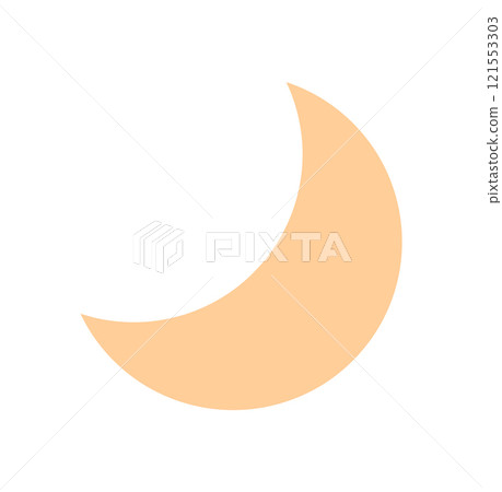 Moon symbol in flat design style. Simple crescent shape representation. A visually appealing color illustration. Ideal for digital media, social applications, and creative projects. Moon symbol in flat design style. Simple crescent shape representation. A visually appealing color illustration. Ideal for digital media, social applications, and creative projects. 121553303