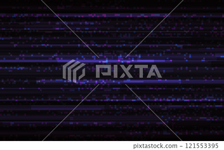 Glitch background. Digital video noise effect. Overlay lines and pixels. Bad signal distortion. Futuristic damage design. Modern cyberpunk texture. Playback error concept. Vector illustration 121553395